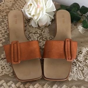 Me Too Tan Leather Slip On's 6.5